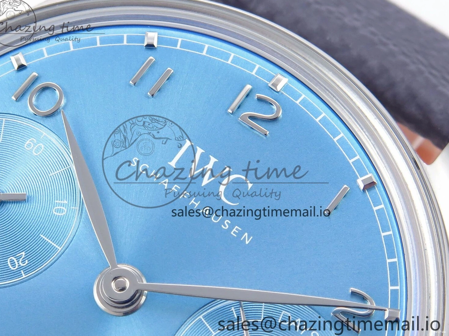 MIROTIME 0502 Lightweight Portugieser Automatic SS IW501708 APSF 1:1 Best Edition Light Blue Dial on Gray Leather Strap A 7012